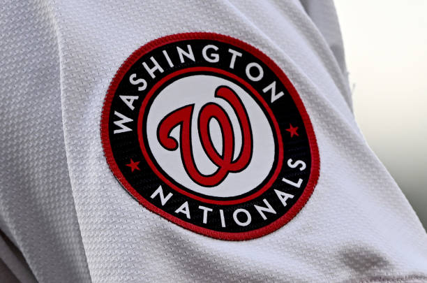  A closeup view of the Cincinnati Reds logo on the jersey worn by Will Benson #30 of the Cincinnati Reds during the fourth inning against the Cleveland