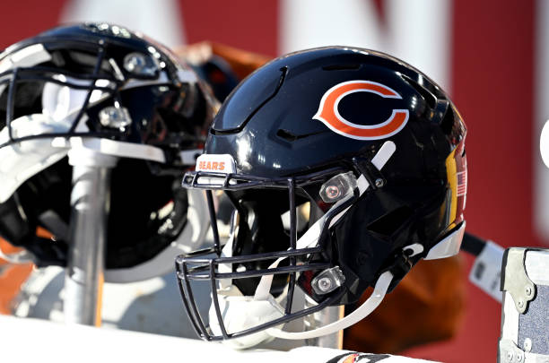  A view of the Chicago Bears logo on a helmet before the game 