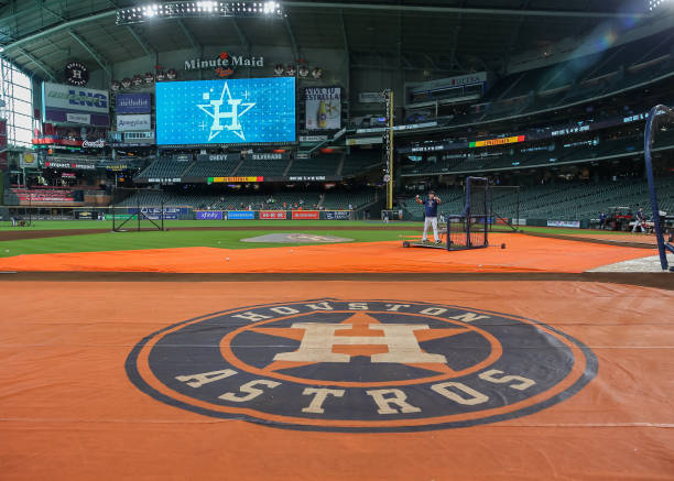 the Houston Astros team logo during the baseball game between the Chicago White S