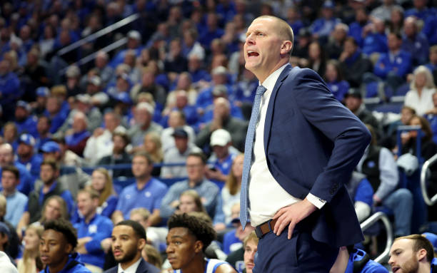 : Head coach Mark Pope of the Kentucky Wildcats against the Georgia State Panthers at Rupp