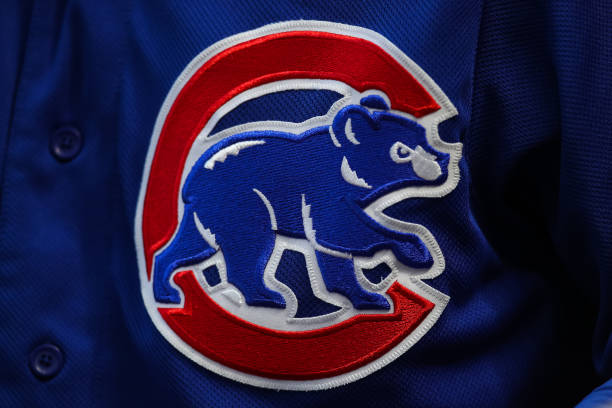 view of the Chicago Cubs logo in the second inning of the game against the Minnesota Twins at Target